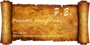 Peszeki Enciána névjegykártya